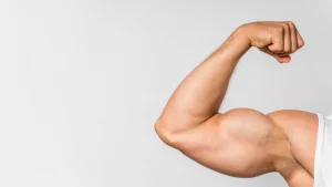 front-view-fit-man-showing-bicep-with-copy-space